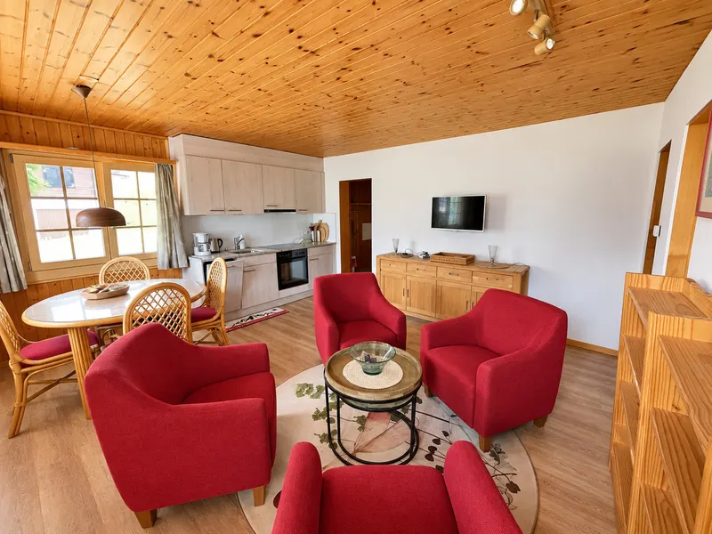 Woonkamer van Chalet Plexat